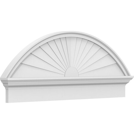 Segment Arch Sunburst Architectural Grade PVC Combination Pediment, 44W X 17-7/8H X 2-3/4P